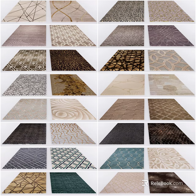 Square Rugs Featuring Different Patterned Designs For Living Room Decor 3d model