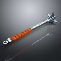 Medieval Spiked Mace Weapon With Orange Striped Handle And Silver Metal Shaft