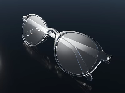 Round Transparent Frame Glasses With Clear Lenses And Modern Design 3d model
