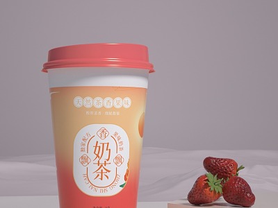 Milk Tea Strawberry 3d model