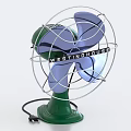Westinghouse Vintage Electric Fan With Green Base Blue Blades And Metal Wire Guard