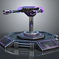 Futuristic Sci Fi Weapon With Double Barrel Purple Glow Mechanical Structure And Hexagonal Base 3d model