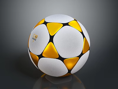 Professional Soccer Ball With White Yellow Black Geometric Pattern And Shiny Surface 3d model