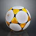 Professional Soccer Ball With White Yellow Black Geometric Pattern And Shiny Surface