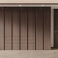 Minimalist Modern Dark Brown Wooden Wardrobe With Multiple Cabinets And Side Door