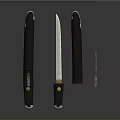 Traditional Japanese Knives With Black Sheaths And Metal Blades Design