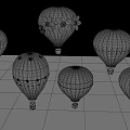 Multiple Colorful Hot Air Balloons With Floral Striped And Polka Dot Patterns