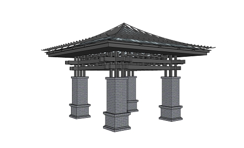 New Chinese pavilion porch New Oriental Zen pavilion 3d model