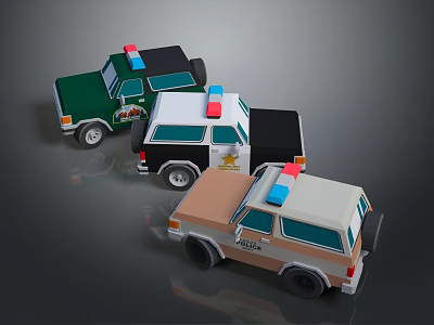 Kids Colorful Toy Police Cars With Flashing Lights For Playtime Fun 3d model