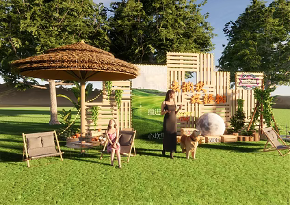 Net Red Pushcard Camping Beauty Chen Activity Exhibition Chen Tea Break Area Photo 3d model