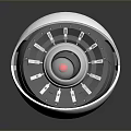 Silver Spherical Metallic Device Featuring Central Round Structure And Reflection On Black Surface 3d model