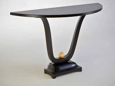 Modern Black Console Table With Unique Curved Base And Golden Decorative Ball 3d model