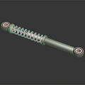 Automotive Shock Absorber With Red Coil Spring And Gray Metal Connecting Ends
