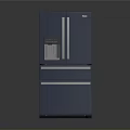 Navy Blue French Door Refrigerator With Bottom Drawer And Digital Display Design