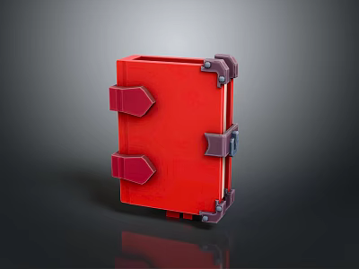 Red Storage Box With Red Latches And Gray Reinforced Corner Parts 3d model