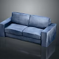 Blue Velvet Two Seater Modern Sofa With Sleek Armrests And Plush Cushions