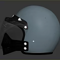 Tactical Weapon Helmet With Blue Exterior And Reflective Visor Surface 3d model