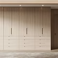 Modern Wooden Wardrobe With Multiple Cabinet Doors And Drawers Interior Design