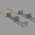 Ornamental Metal Railings With Intricate Patterns And Wooden Base