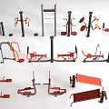 Outdoor Playground Equipment Set With Various Types Red And Black Metal