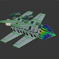 Futuristic Aircraft Model With White Wings Blue Components And Colorful Prism Cone