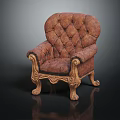 Classic Upholstered Armchair With Carved Wooden Frame Velvet Fabric And Curved Legs