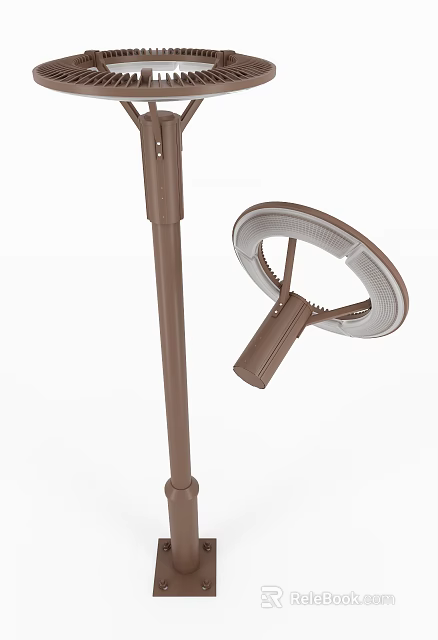 Stylish Modern Outdoor Light Floor Standing Design With Circular Metal Shade And Stable Base 3d model 