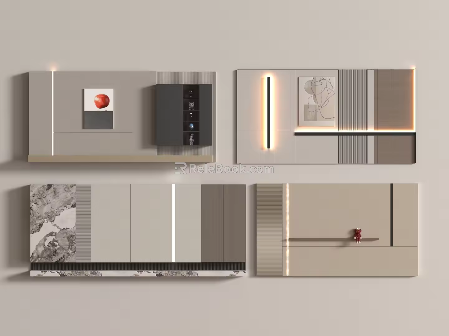 Modern sofa background wall 3d model