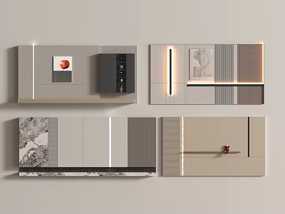 Modern sofa background wall 3d model