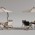 Outdoor tables and chairs umbrellas 3d model