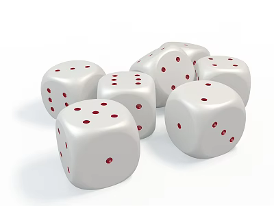 White Dice With Red Dots Arranged In A Group For Gaming Activities 3d model