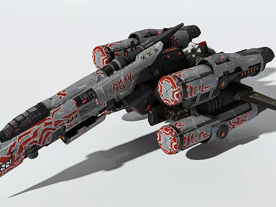 Modern Gray Passenger Aircraft With Red Decorative Patterns And Detailed Engines 3d model