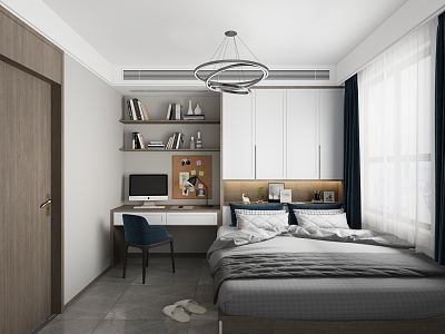 Modern Tatami Bedroom Simple Bedroom Chandelier Wardrobe model