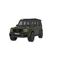 Green Luxury Off Road SUV Car With Spare Tire And Unique Headlights