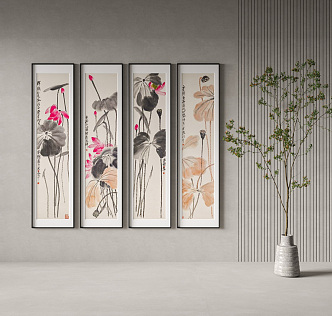 New Chinese Plant Painting Decorative Painting 3d model