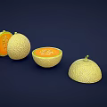 Fresh Cantaloupe Whole And Sliced Displaying Orange Flesh And Seeds On Dark Background