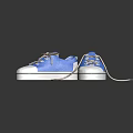 Blue Canvas Shoes with White Toe Cap and Sole Brown Laces for Casual Everyday Wear
