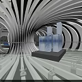 Futuristic Interior Design Featuring Curved White Structures Radiant Lighting And Central 3d model