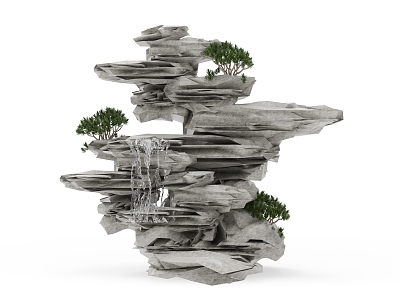 Outdoor landscape rockery 3d model