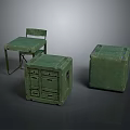 Vintage Green Living Supplies Including Storage Boxes Table And Chair For Home Use