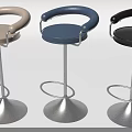 Brown Blue Black Bar Stools With Leather Seats Ring Armrests Silver Metal Bases Modern Design