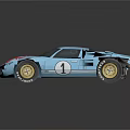 Vintage Light Blue Racing Car With Pink Accents White Stripes Number 1 And Yellow Wheels