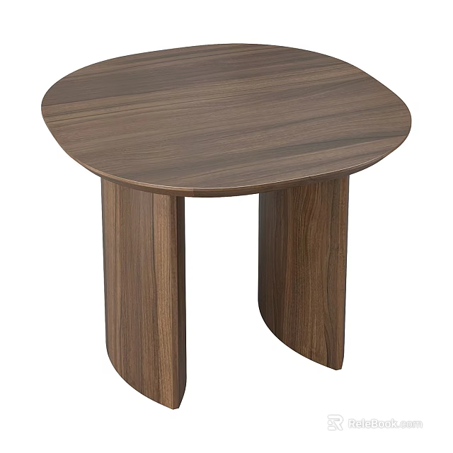 Round Wooden Coffee Table With Curved Legs Modern Minimalist Style 3d model 