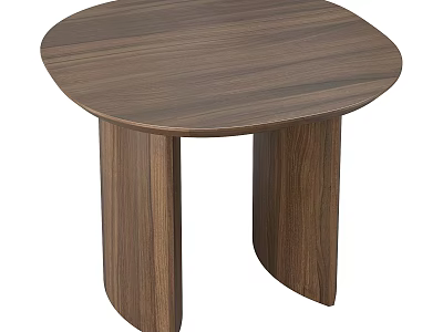 Round Wooden Coffee Table With Curved Legs Modern Minimalist Style 3d model