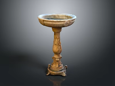 Antique Ornate Pedestal Sink With Intricate Carved Base And Marble Basin 3d model