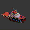 Detailed Red Tugboat Scale Model With White Superstructure And Deck Equipment 3d model