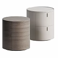 Two Modern Bedside Tables With Wooden Texture And Drawer Design In Different Colors