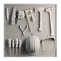 Organized Tool Set On Pegboard With Pliers Hammers Screwdrivers And Safety Helmet