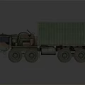 Military Camouflage Cargo Truck With Green Container And Multiple Wheels