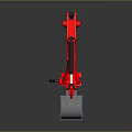 Red Functional Vehicle With Heavy Duty Mechanical Arm And Digging Bucket 3d model
